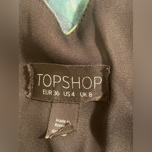 Topshop Women’s Green Palm Print Spaghetti Strap Romper Jumpsuit Size 4 - Picture 7 of 8